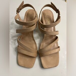 Nude strappy sandals, sz 9.5